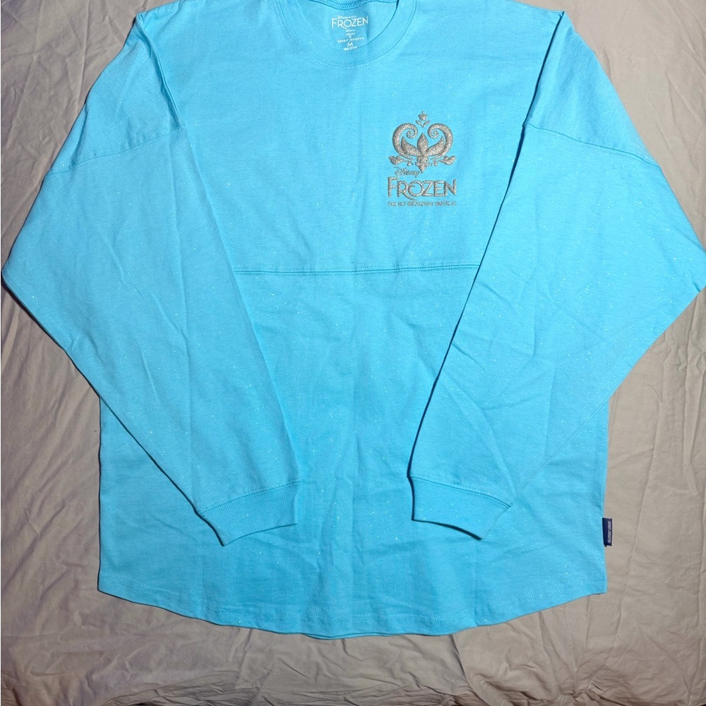 Disney Frozen Broadway Musical Blue Women’s Spirit Jersey NWT Size Medium